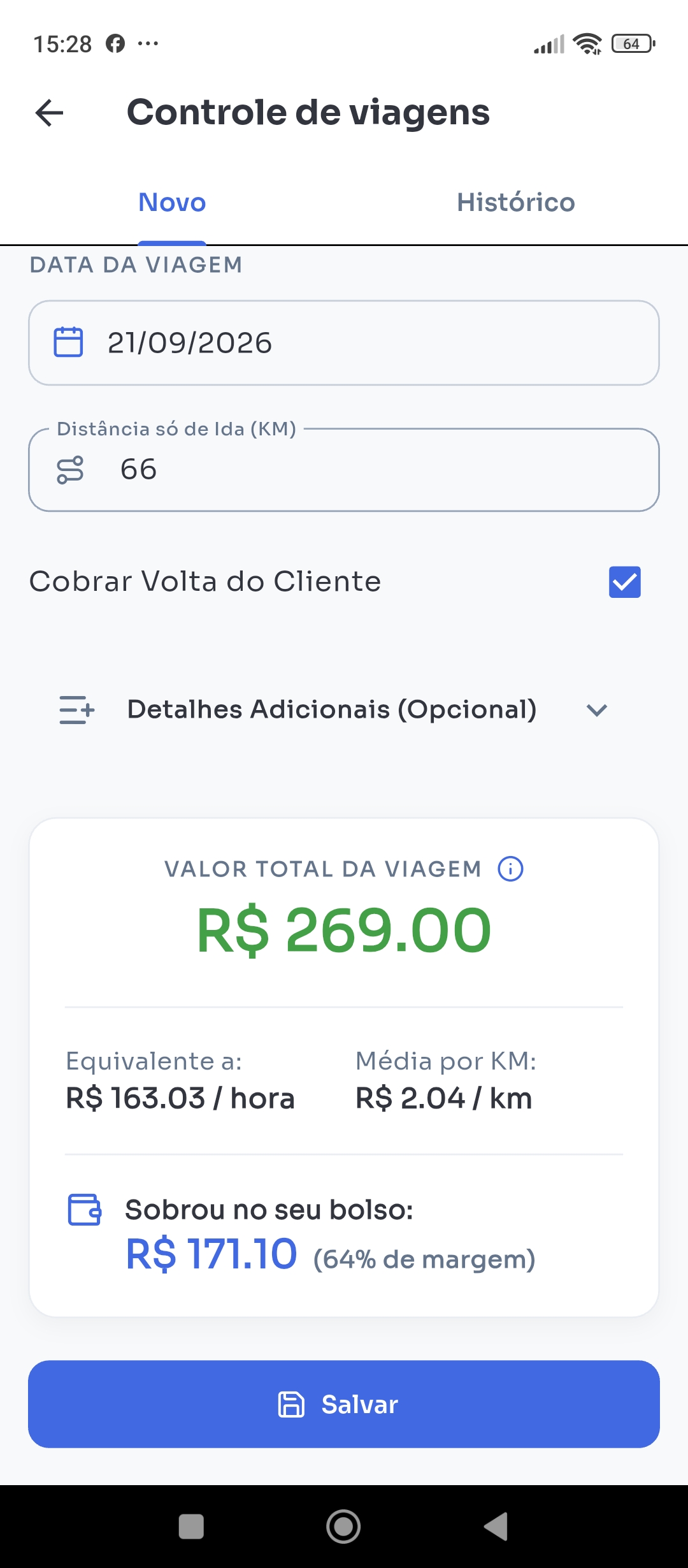 Calculadora de Viagens e Margem Real de Lucro
